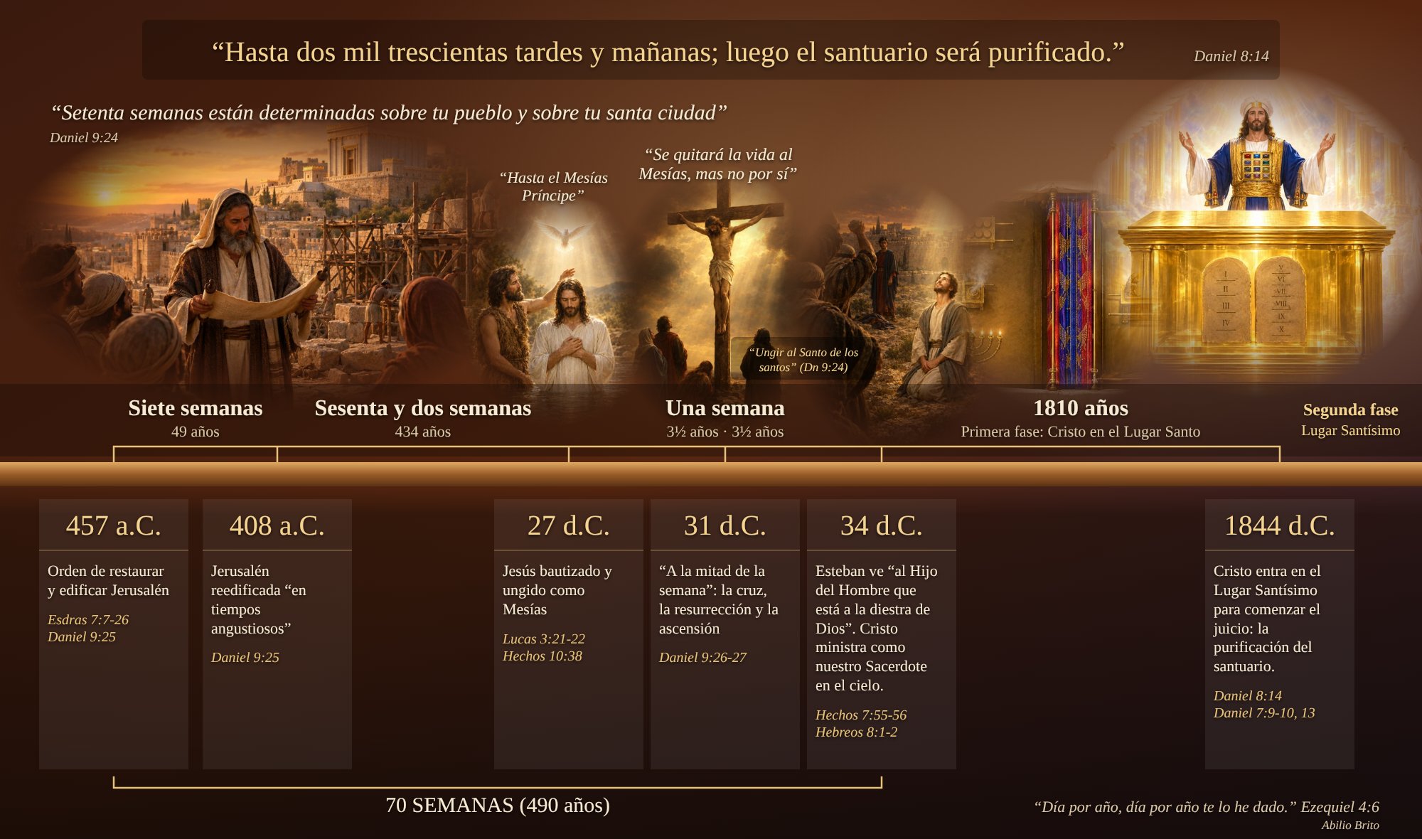 Gráfico de los 2300 días y las 70 semanas, de 457 a.C. a 1844
