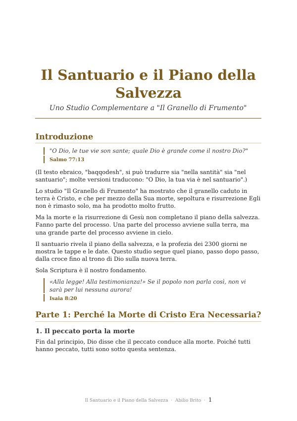 Il Santuario e il Piano della Salvezza