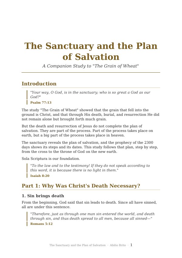 The Sanctuary and the Plan of Salvation